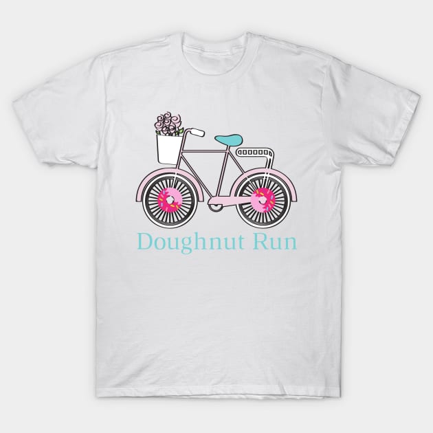 Doughnut Run Bicycle Donuts T-Shirt by MalibuSun